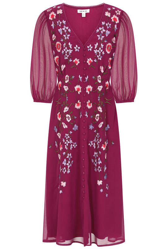 Floral Embroidered Midi Dress